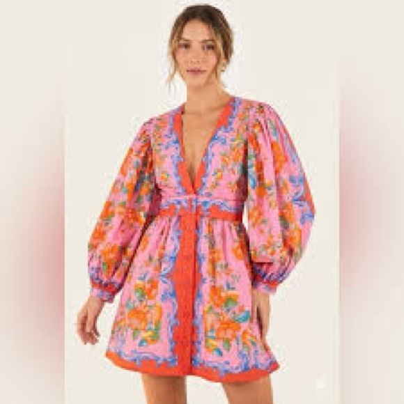 FARM Rio Dresses & Skirts - FARM Rio Pink Orange Floral Mini Dress